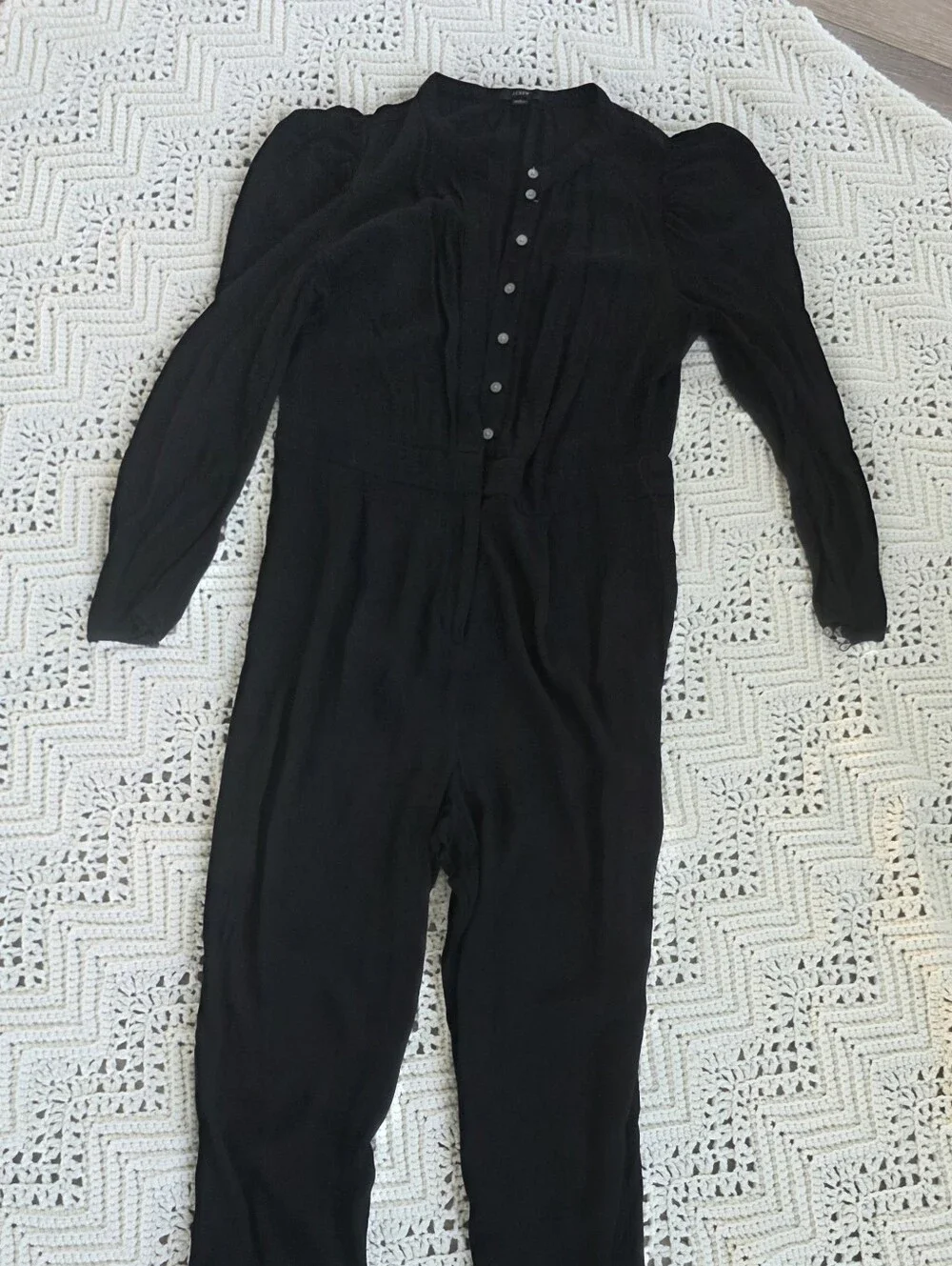 J. Crew Black Long-Sleeve Wide-Leg Jumpsuit